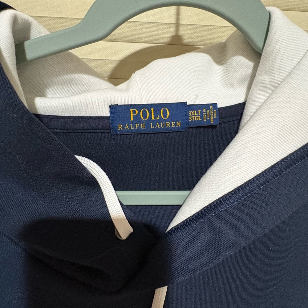 Ralph Lauren Navy White Red Colorblock Hooded Sweatshirt - Picture 4 of 4